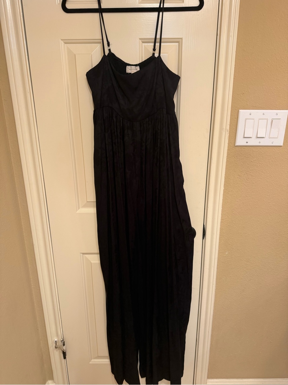 Classic Black Spaghetti-Strap Wide-Leg Jumper